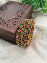 Orange Silk Thread Kada Kundan Bangle -Diced Flower -G8558